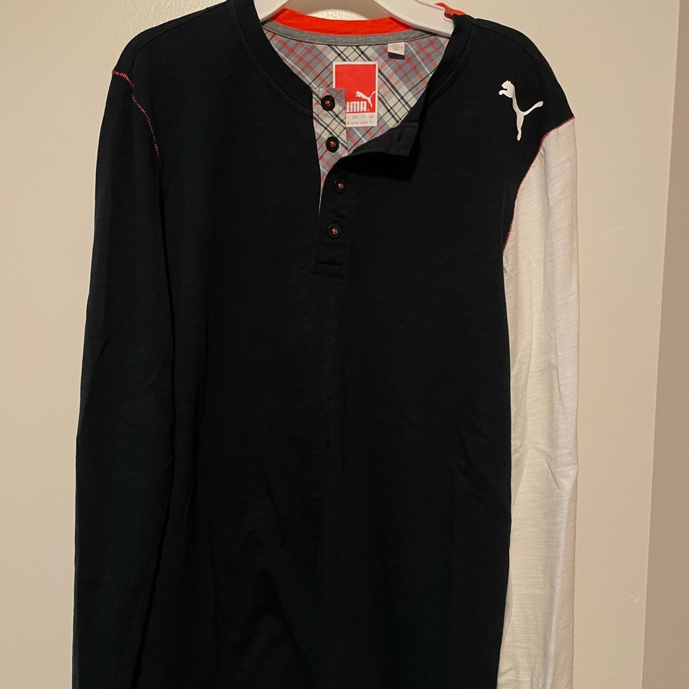 Men’s puma black long sleeve Henley shirt